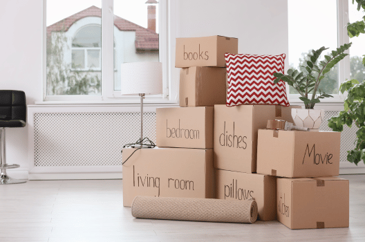 Separation of belongings before moving